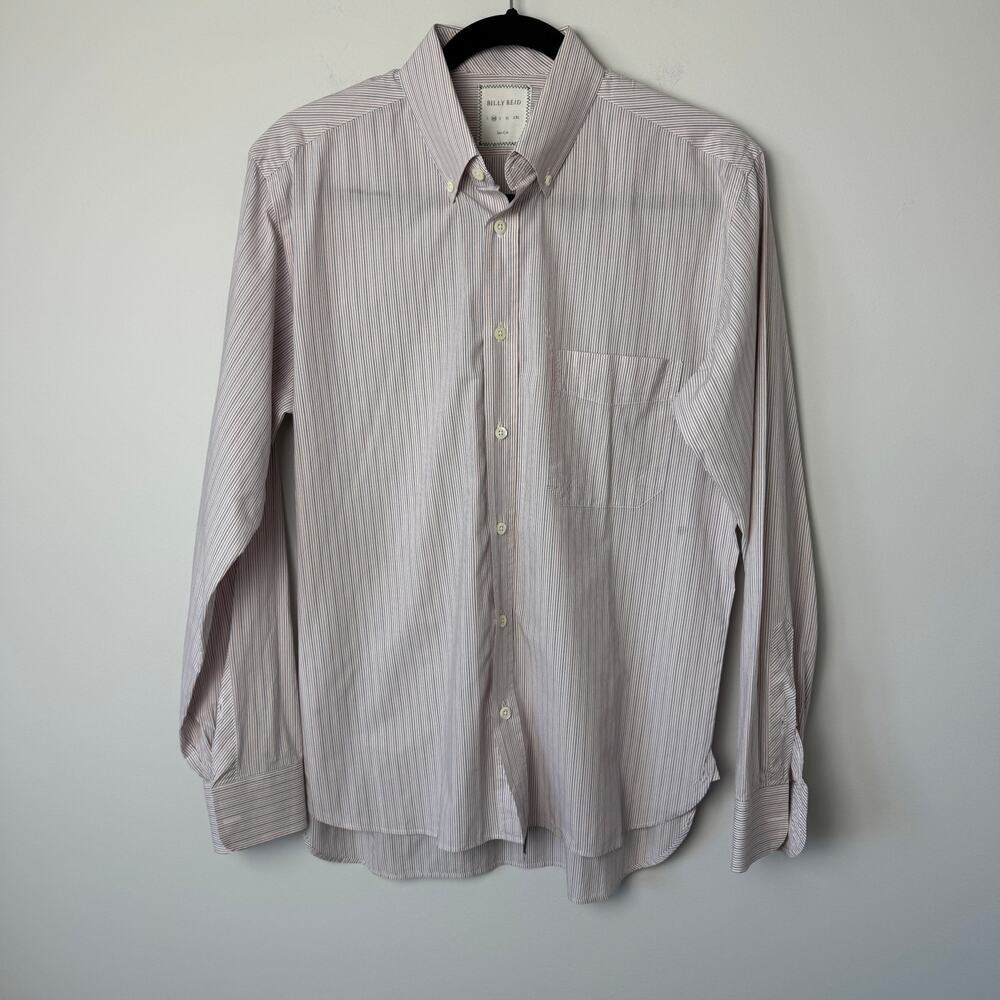 Billy Reid Red & Blue Striped Button Down Shirt Slim Fit Size Medium